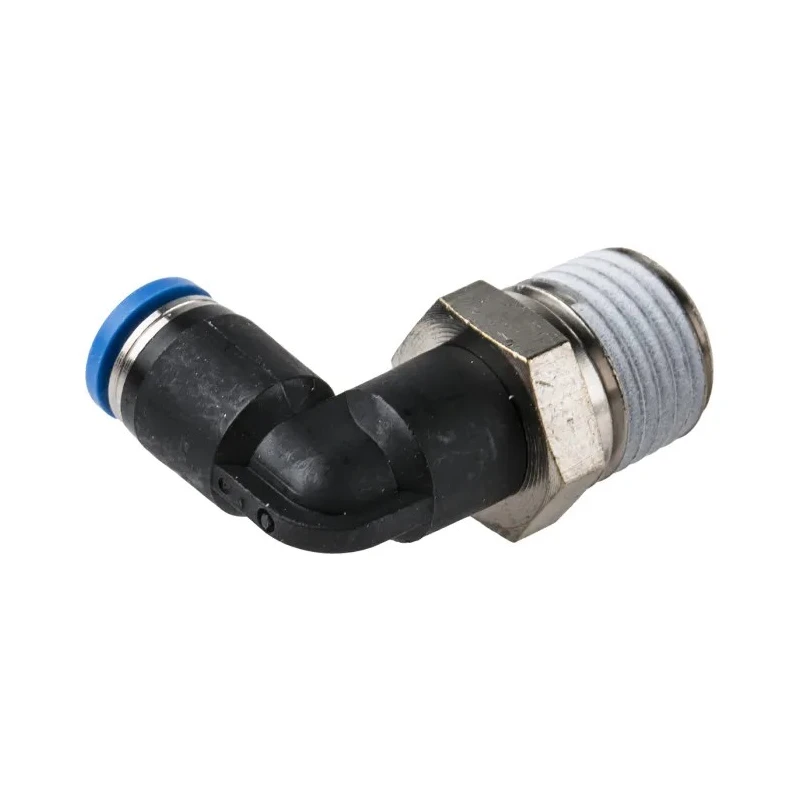 Festo Nickel Plated Brass Pneumatic Fitting Male R 1/4 in Thread, Push-in 4mm Tube Connection, 90° Elbow QSL-1/4-4