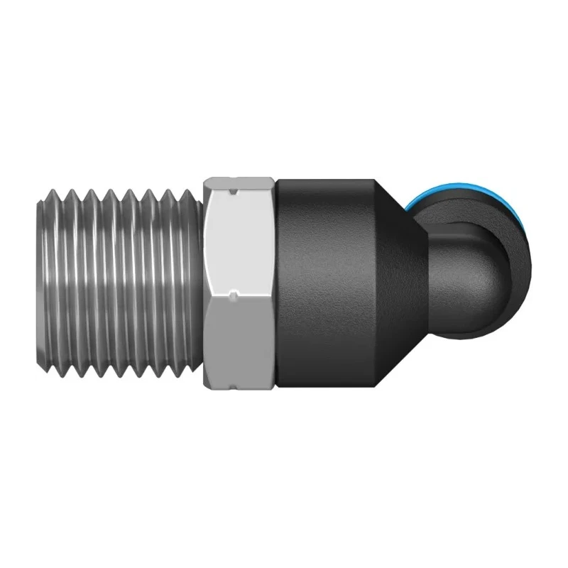 Festo Nickel Plated Brass Pneumatic Fitting Male R 1/4 in Thread, Push-in 4mm Tube Connection, 90° Elbow QSL-1/4-4