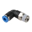 Festo Pneumatic Elbow Fitting, Nickel Plated Brass, Male Thread R 1/8 in to 4 mm Push-In, 90 Degree, Max 14 Bar QSL-1/8-4