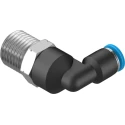 Festo Nickel Plated Brass Pneumatic Fitting Male R 1/4 in Thread, Push-in 4mm Tube Connection, 90° Elbow QSL-1/4-4