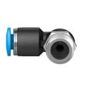 Festo Pneumatic Elbow Fitting, Nickel Plated Brass, Male Thread R 1/8 in to 4 mm Push-In, 90 Degree, Max 14 Bar QSL-1/8-4