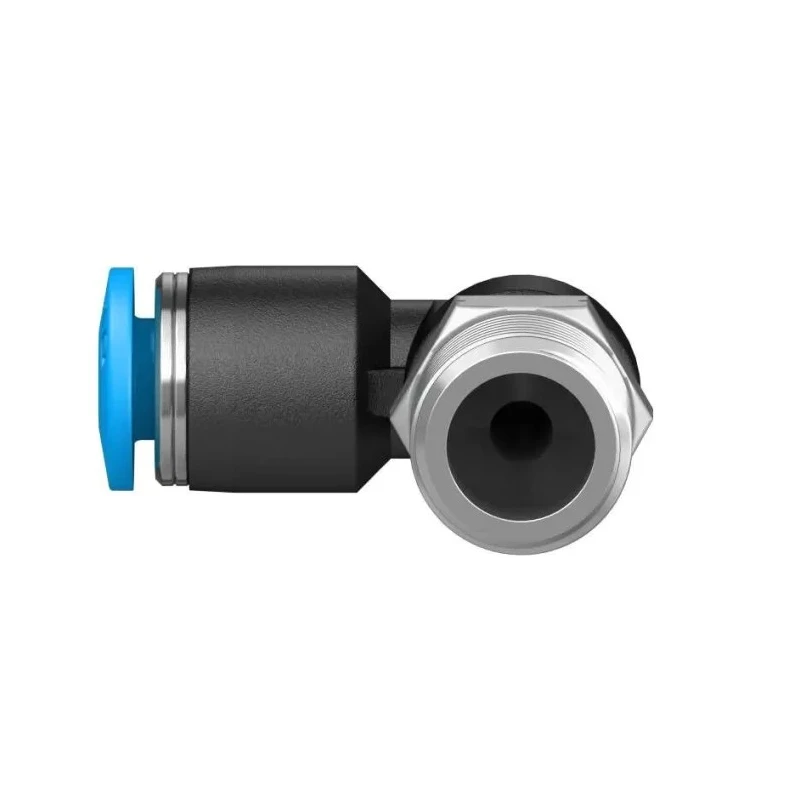 Festo Pneumatic Elbow Fitting, Nickel Plated Brass, Male Thread R 1/8 in to 4 mm Push-In, 90 Degree, Max 14 Bar QSL-1/8-4