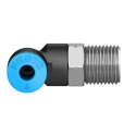 Festo Pneumatic Elbow Fitting, Nickel Plated Brass, Male Thread R 1/8 in to 4 mm Push-In, 90 Degree, Max 14 Bar QSL-1/8-4