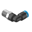 Festo Pneumatic Elbow Fitting, Nickel Plated Brass, Male Thread R 1/8 in to 4 mm Push-In, 90 Degree, Max 14 Bar QSL-1/8-4
