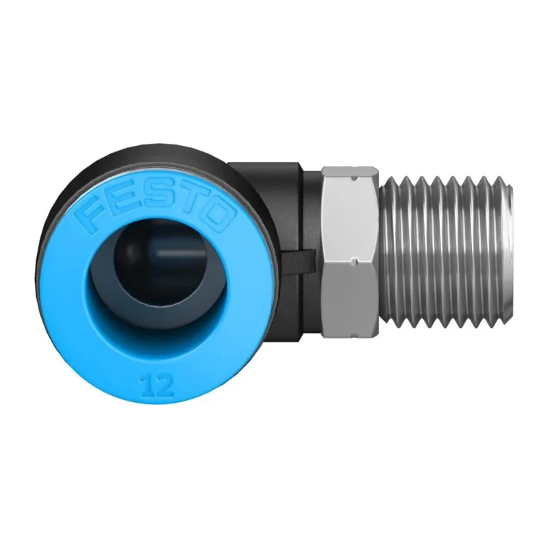 Festo Pneumatic Fitting Nickel Plated Brass Male Threaded-to-Tube R 1/4 in x 12mm Push-In QSL-1/4-12