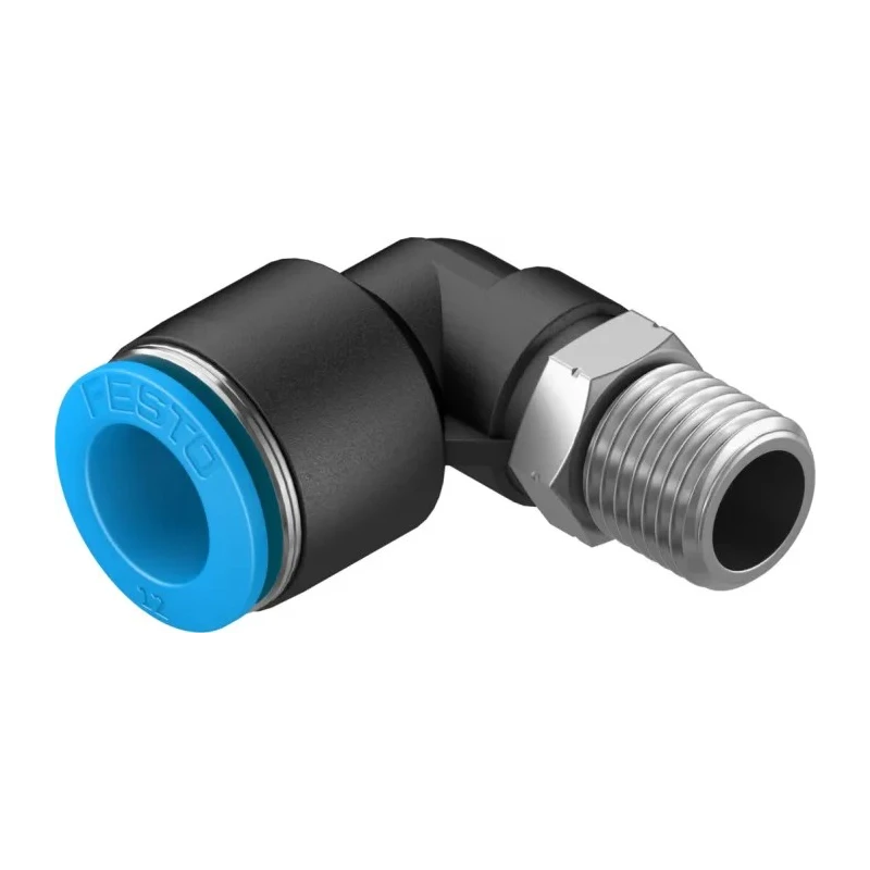 Festo Pneumatic Fitting Nickel Plated Brass Male Threaded-to-Tube R 1/4 in x 12mm Push-In QSL-1/4-12