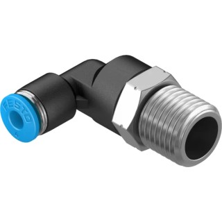 Festo Nickel Plated Brass Pneumatic Fitting Male R 1/8 in Threaded-to-Tube 6mm Push-in QSL-1/8-6