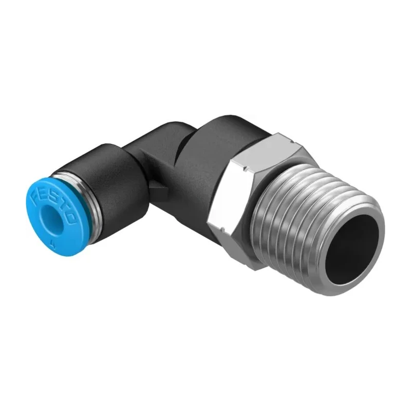 Festo Nickel Plated Brass Pneumatic Fitting Male R 1/8 in Threaded-to-Tube 6mm Push-in QSL-1/8-6