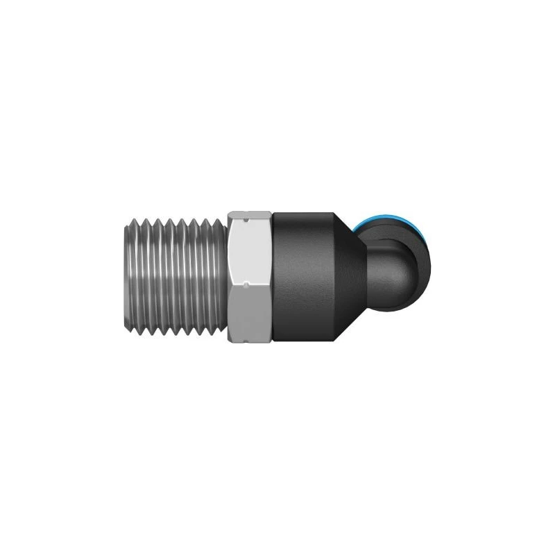 Festo Nickel Plated Brass Pneumatic Fitting Male R 1/8 in Threaded-to-Tube 6mm Push-in QSL-1/8-6