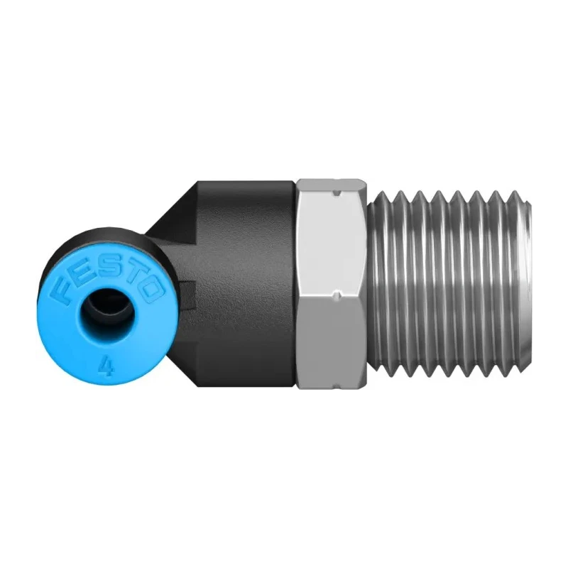 Festo Nickel Plated Brass Pneumatic Fitting Male R 1/8 in Threaded-to-Tube 6mm Push-in QSL-1/8-6