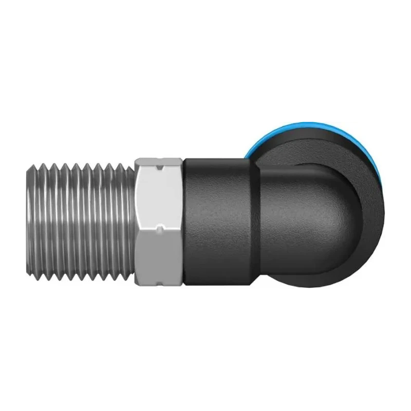 Festo Nickel Plated Brass Pneumatic Fitting Male R 1/8 in Threaded-to-Tube 6mm Push-in QSL-1/8-6