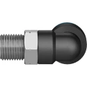 Festo Nickel Plated Brass Pneumatic Fitting, R 1/8 in Threaded-to-Tube, 8mm Push-in, 90° Angle QSL-1/8-8