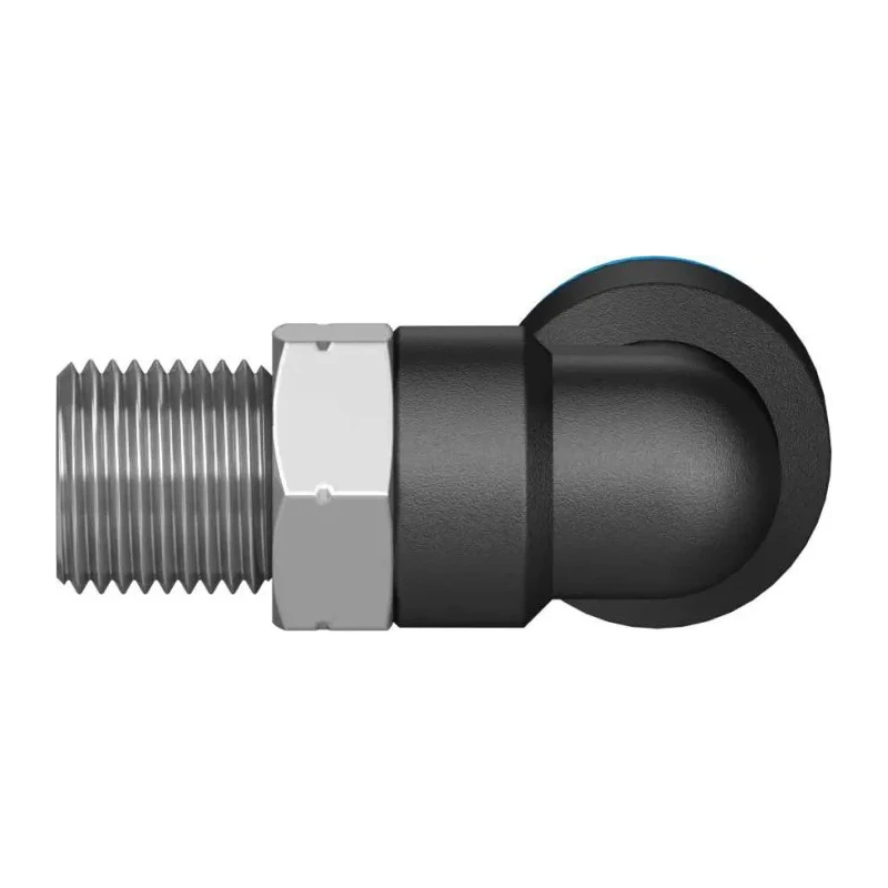 Festo Nickel Plated Brass Pneumatic Fitting, R 1/8 in Threaded-to-Tube, 8mm Push-in, 90° Angle QSL-1/8-8