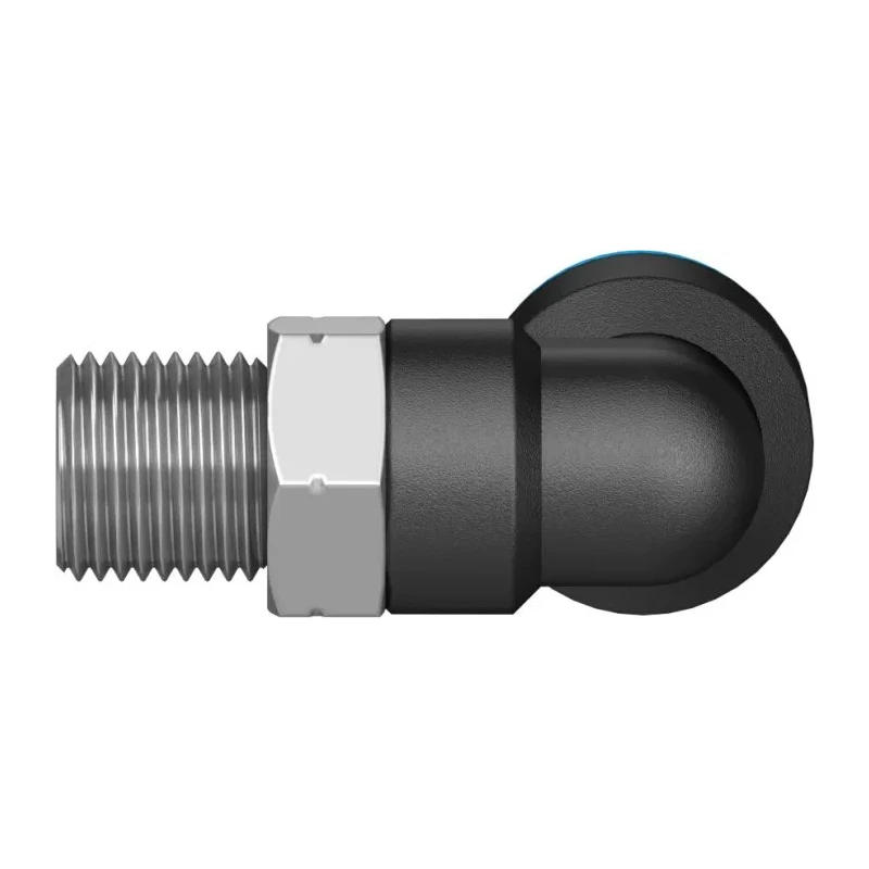 Festo Nickel Plated Brass Pneumatic Fitting, R 1/8 in Threaded-to-Tube, 8mm Push-in, 90° Angle QSL-1/8-8