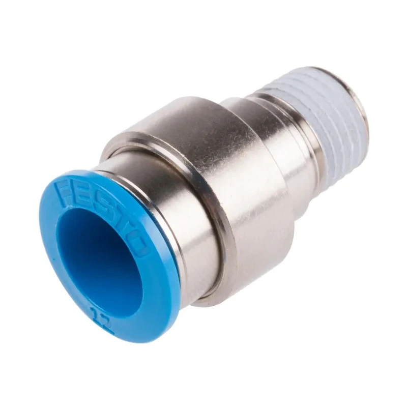 Festo Pneumatic Fitting 12mm Push-in Male Thread R 1/4 Nickel Plated Brass QS-1/4-12-I