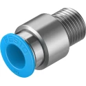 Festo Pneumatic Fitting 10mm Push-in, Male, 1/4 in R Thread, Brass Nickel Finish QS-1/4-10-I