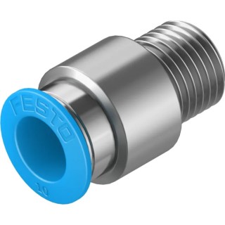 Festo Pneumatic Fitting 10mm Push-in, Male, 1/4 in R Thread, Brass Nickel Finish QS-1/4-10-I