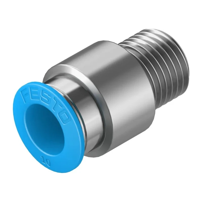 Festo Pneumatic Fitting 10mm Push-in, Male, 1/4 in R Thread, Brass Nickel Finish QS-1/4-10-I
