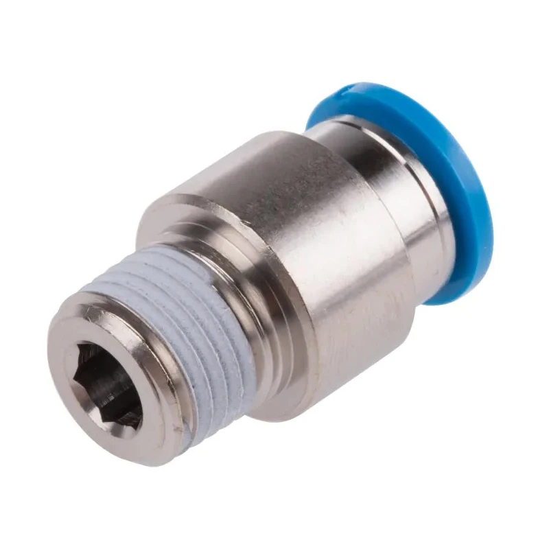 Festo Pneumatic Fitting 10mm Push-in, Male, 1/4 in R Thread, Brass Nickel Finish QS-1/4-10-I