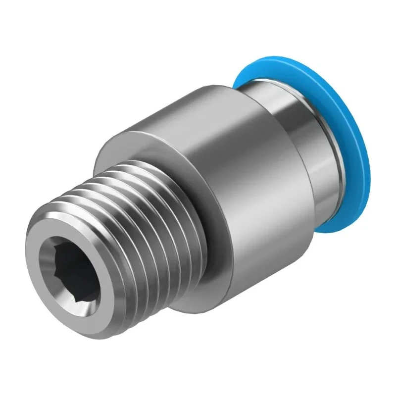 Festo Pneumatic Fitting 10mm Push-in, Male, 1/4 in R Thread, Brass Nickel Finish QS-1/4-10-I