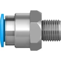 Festo Pneumatic Fitting 12mm Push-in Male Threaded-to-Tube Connector 1/4 in R Nickel Finish QS-1/4-12