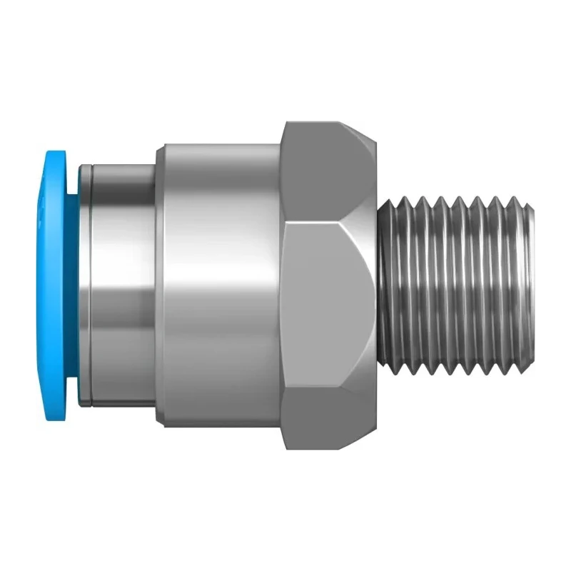 Festo Pneumatic Fitting 12mm Push-in Male Threaded-to-Tube Connector 1/4 in R Nickel Finish QS-1/4-12