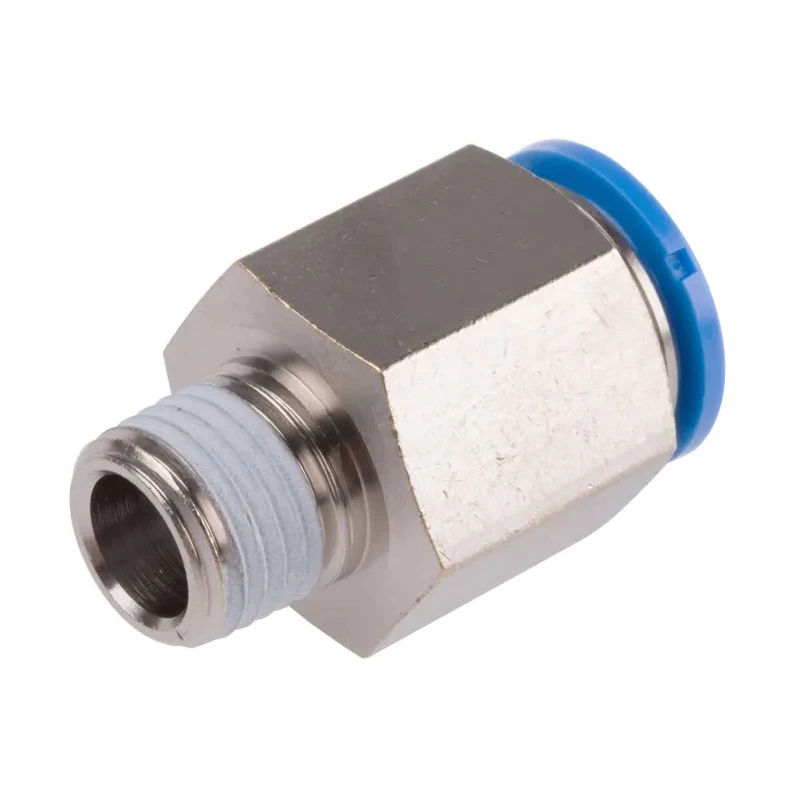 Festo Pneumatic Fitting 12mm Push-in Male Threaded-to-Tube Connector 1/4 in R Nickel Finish QS-1/4-12
