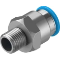 Festo Pneumatic Fitting 12mm Push-in Male Threaded-to-Tube Connector 1/4 in R Nickel Finish QS-1/4-12