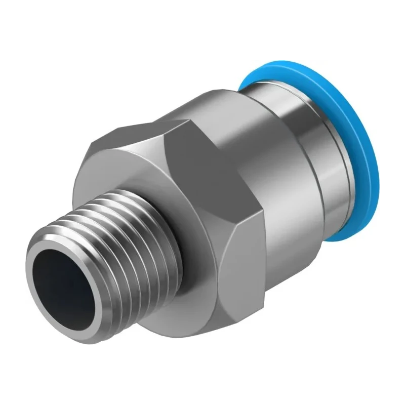 Festo Pneumatic Fitting 12mm Push-in Male Threaded-to-Tube Connector 1/4 in R Nickel Finish QS-1/4-12