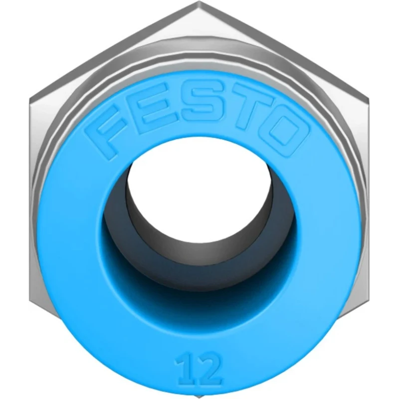 Festo Pneumatic Fitting 12mm Push-in Male Threaded-to-Tube Connector 1/4 in R Nickel Finish QS-1/4-12