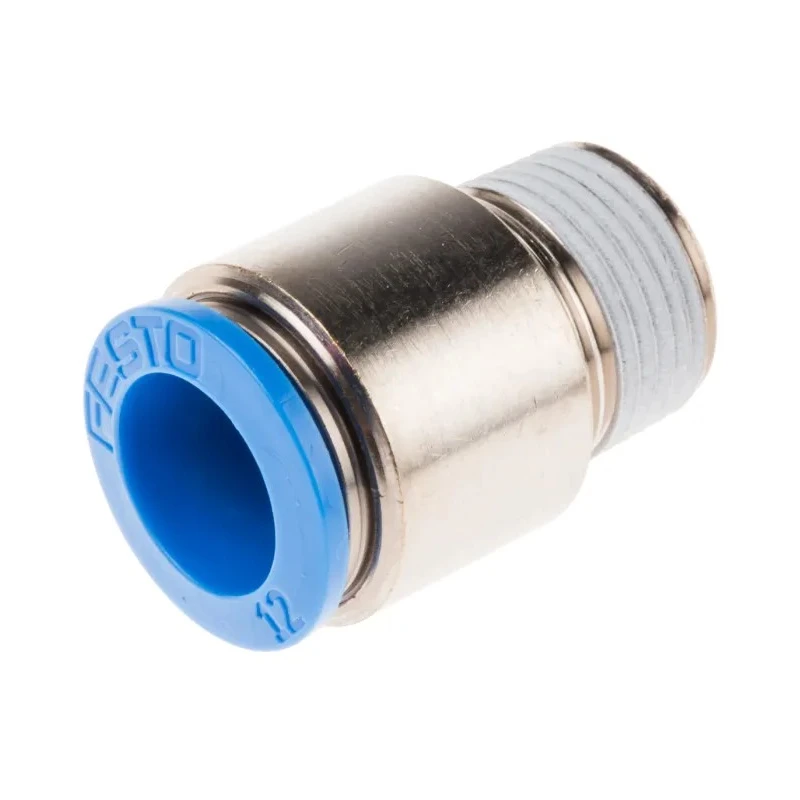 Festo QS Series Pneumatic Fitting 12mm Push-in Male Thread R 3/8 Nickel Plated Brass QS-3/8-12-I