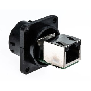 Amphenol Socapex RJF544 Series RJ45 Connector Female, Panel Mount, Cat5e Unshielded Straight 1 Port 8 Way RJ45