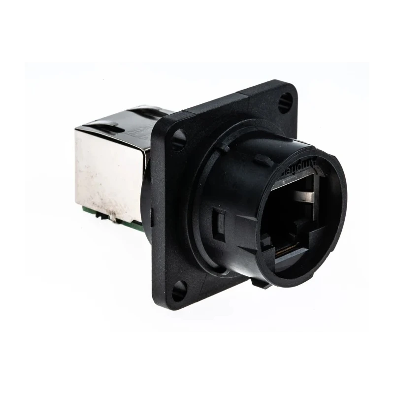 Amphenol Socapex RJF544 Series RJ45 Connector Female, Panel Mount, Cat5e Unshielded Straight 1 Port 8 Way RJ45