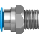Festo Pneumatic Push-In Straight Threaded Fitting 12mm Tube, Male R 3/8 Thread, Brass Nickel-Plated QS-3/8-12