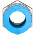 Festo Pneumatic Push-In Straight Threaded Fitting 12mm Tube, Male R 3/8 Thread, Brass Nickel-Plated QS-3/8-12