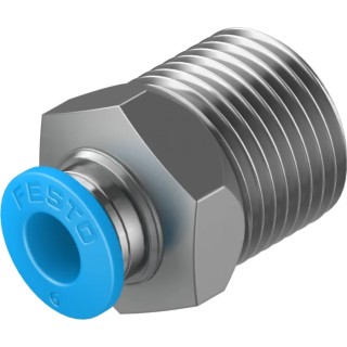 Festo Pneumatic Fitting 12mm Push-in Male Threaded-to-Tube Nickel Finish Brass 3/8 in R QS-3/8-6