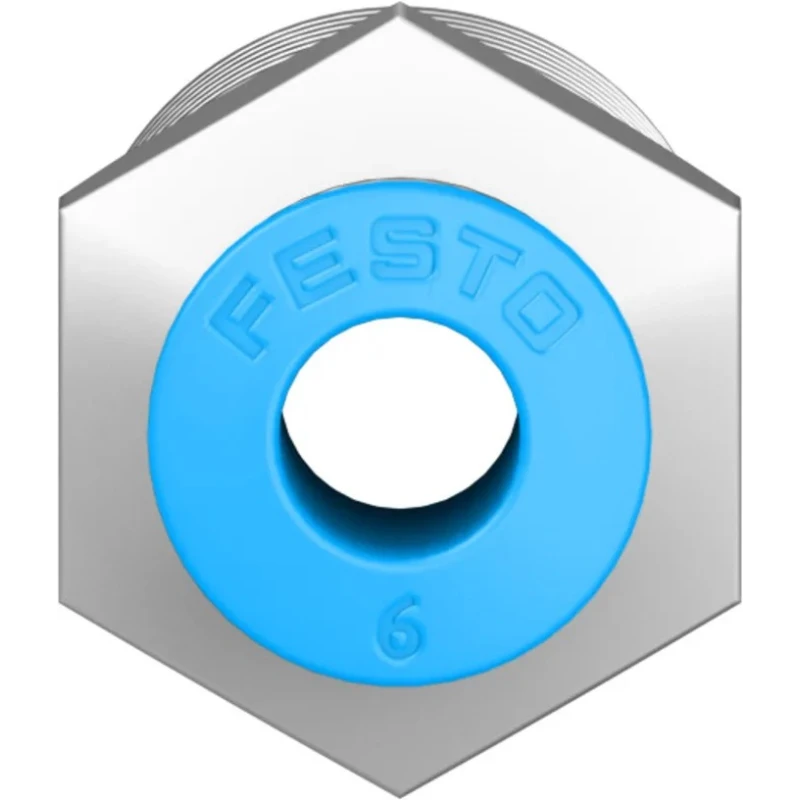 Festo Pneumatic Fitting 12mm Push-in Male Threaded-to-Tube Nickel Finish Brass 3/8 in R QS-3/8-6