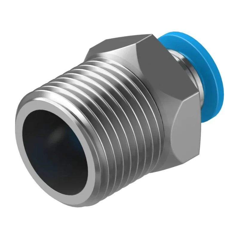 Festo Pneumatic Fitting 12mm Push-in Male Threaded-to-Tube Nickel Finish Brass 3/8 in R QS-3/8-6