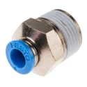 Festo Pneumatic Fitting 12mm Push-in Male Threaded-to-Tube Nickel Finish Brass 3/8 in R QS-3/8-6