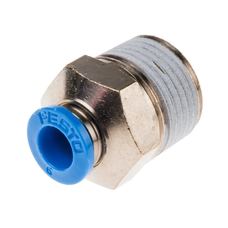 Festo Pneumatic Fitting 12mm Push-in Male Threaded-to-Tube Nickel Finish Brass 3/8 in R QS-3/8-6