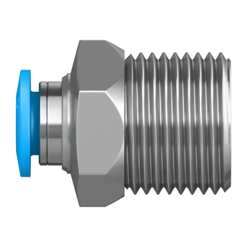 Festo Pneumatic Fitting 12mm Push-in Male Threaded-to-Tube Nickel Finish Brass 3/8 in R QS-3/8-6