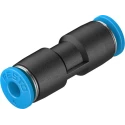Festo Pneumatic Fitting Straight Tube-to-Tube Adapter Push-in 4 mm, High Alloy Stainless Steel, Nickel Plated Brass QS-4