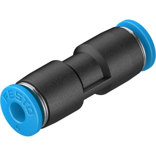 Festo Pneumatic Fitting Straight Tube-to-Tube Adapter Push-in 4 mm, High Alloy Stainless Steel, Nickel Plated Brass QS-4