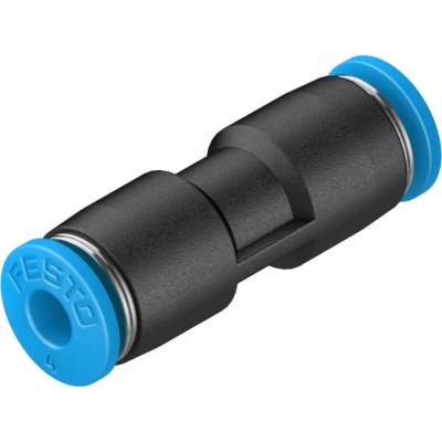 Festo Pneumatic Fitting Straight Tube-to-Tube Adapter Push-in 4 mm, High Alloy Stainless Steel, Nickel Plated Brass QS-4