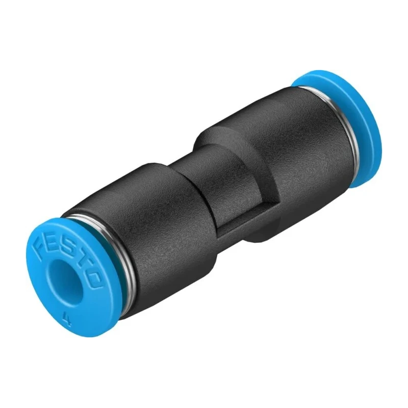 Festo Pneumatic Fitting Straight Tube-to-Tube Adapter Push-in 4 mm, High Alloy Stainless Steel, Nickel Plated Brass QS-4