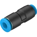 Festo Pneumatic Reducer Nipple QS Series, Push-in 6 mm to 4 mm, Nitrile Rubber NBR Seals, Nickel Plated Brass, Brass QS-6-4