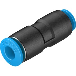 Festo Pneumatic Reducer Nipple QS Series, Push-in 6 mm to 4 mm, Nitrile Rubber NBR Seals, Nickel Plated Brass, Brass QS-6-4