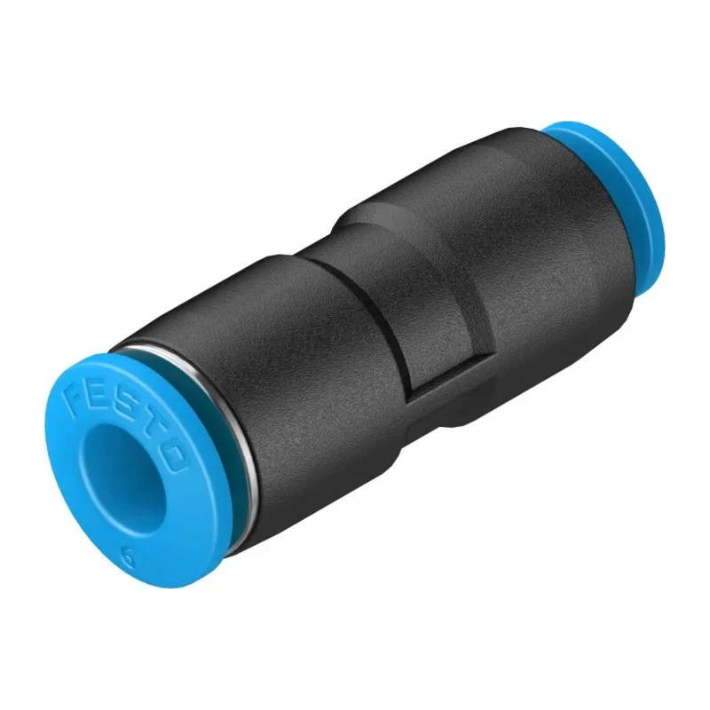 Festo Pneumatic Reducer Nipple QS Series, Push-in 6 mm to 4 mm, Nitrile Rubber NBR Seals, Nickel Plated Brass, Brass QS-6-4