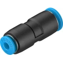 Festo Pneumatic Reducer Nipple QS Series, Push-in 6 mm to 4 mm, Nitrile Rubber NBR Seals, Nickel Plated Brass, Brass QS-6-4