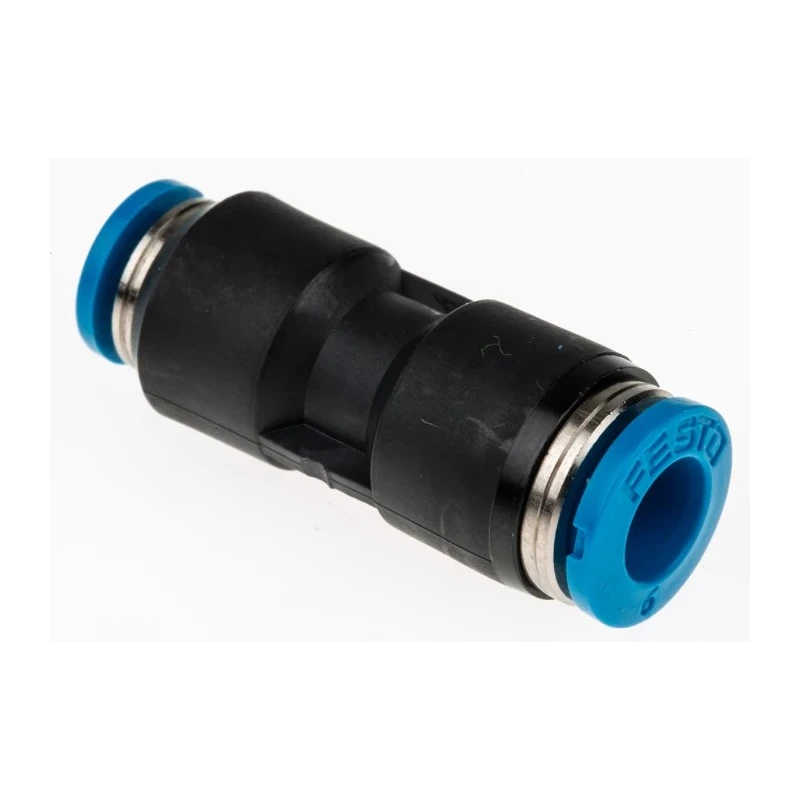 Festo Pneumatic Reducer Nipple QS Series, Push-in 6 mm to 4 mm, Nitrile Rubber NBR Seals, Nickel Plated Brass, Brass QS-6-4